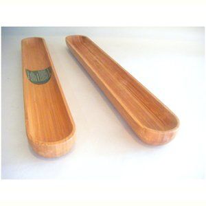 Bamboo Wood Narrow Tray Set of Two